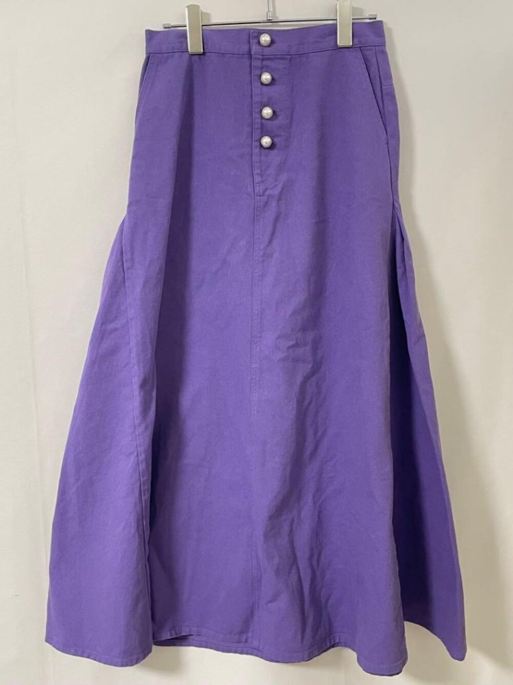 Edgele Flared Long Skirt Purple